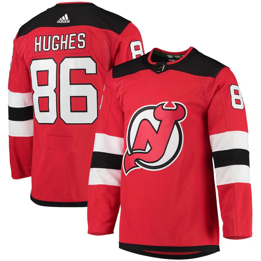 Men New Jersey Devils #86 Jack Hughes adidas Red Home Primegreen Authentic Pro Player NHL Jersey